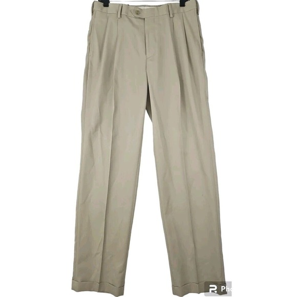 Jos. A. Bank~Mens 32×32~Khaki Traveler Chinos Cuffed Pants Wrinkle Resistant NWT - Picture 1 of 9